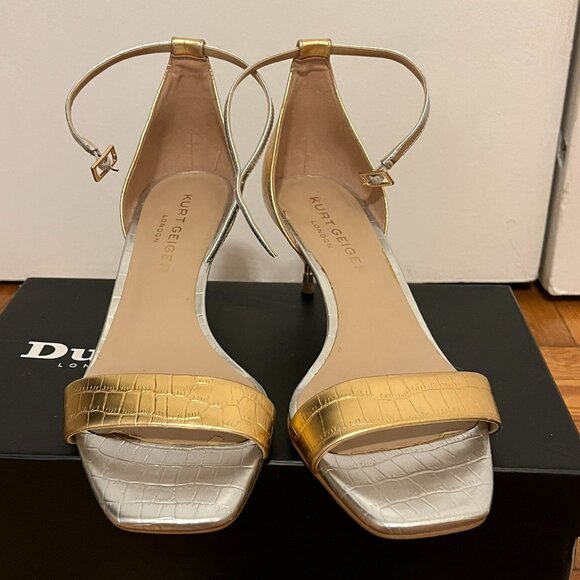Kurt Geiger London Metallic Heels – Gold & Silver Croc – Size 38 - Picture 3 of 10